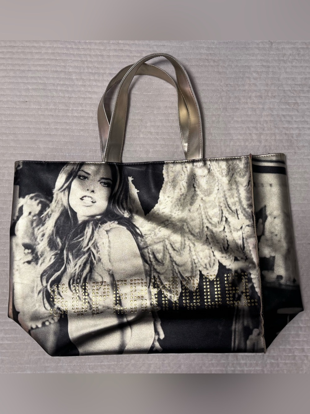 Victoria's Secret Black and Gold Supermodel Graphic Tote